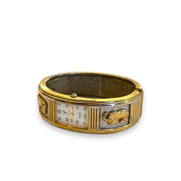 Vintage Accessories - Vintage Two Toned Elephant Cuff Watch